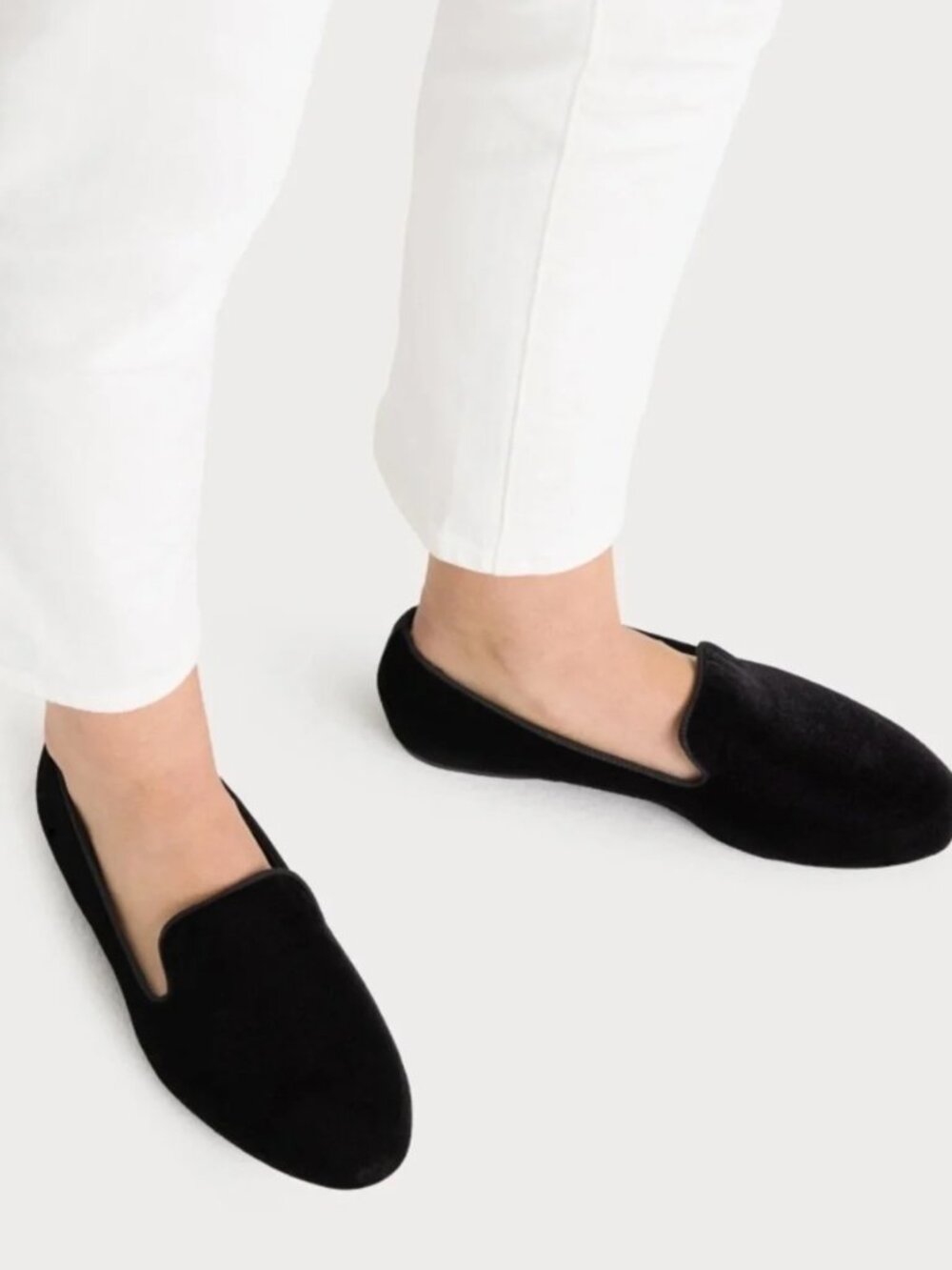 BIRDIES The Starling Black Velvet Slip On Loafers  Faux Fur Lined  SZ 7.5